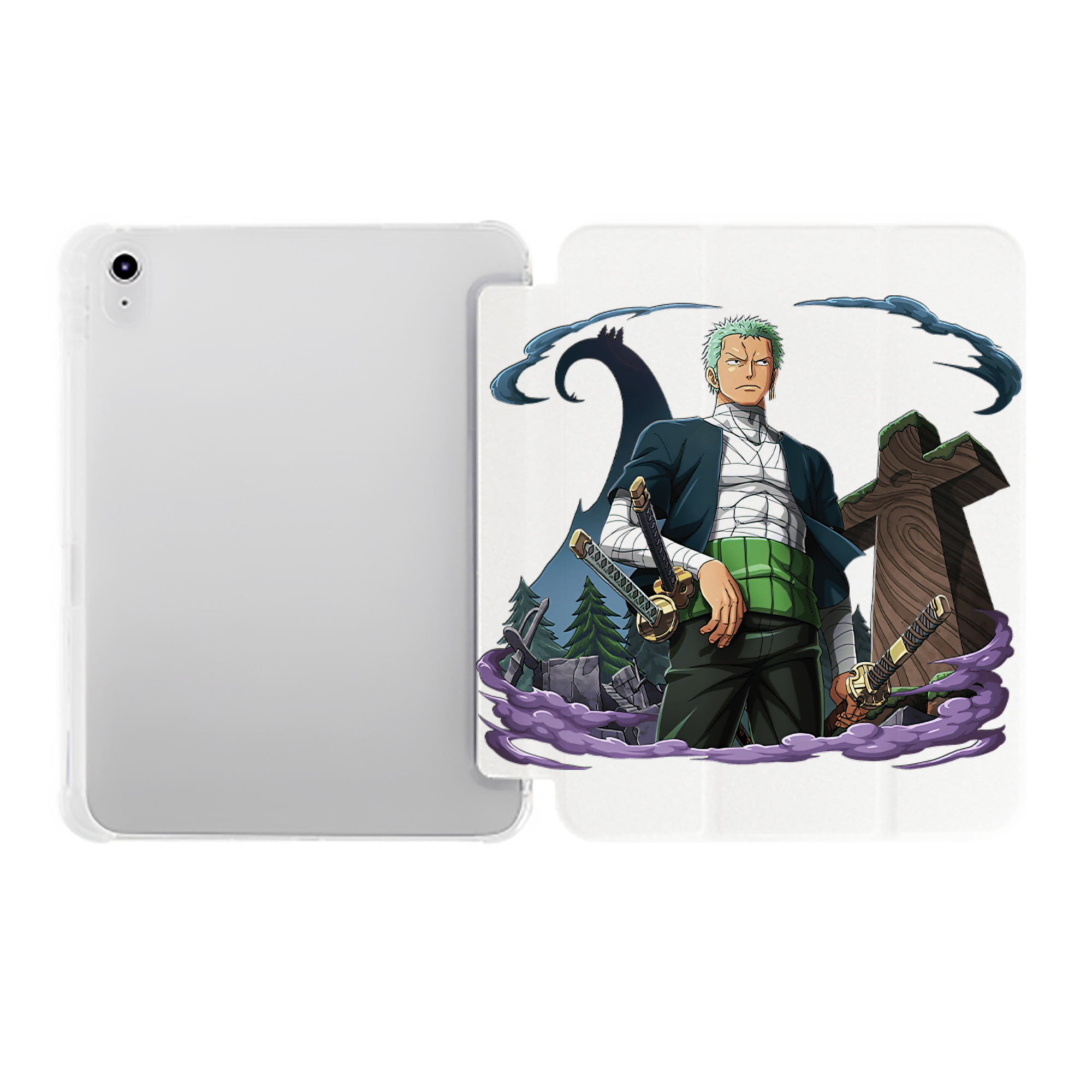 （画像用） ワンピース ロロノア・ゾロ ONE PIECE Roronoa Zoro IPad ケース ペン収納付き 三つ折りスタンド PUレザー×シリコン 対応機種9.5/10.5/10.9インチ